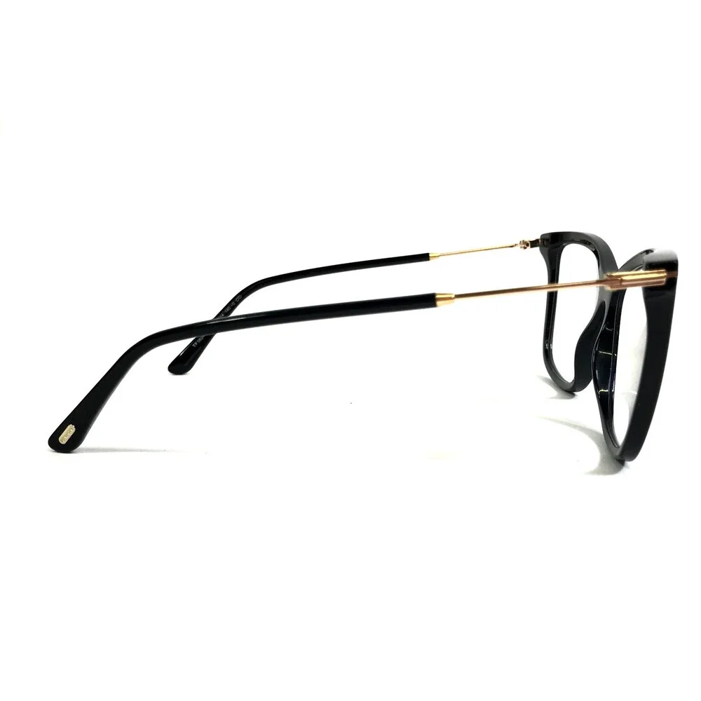 Tom Ford Eyeglasses Frames TF5824-B 001 Black Gold Cat Eye w/ Clip-on 56-14-140